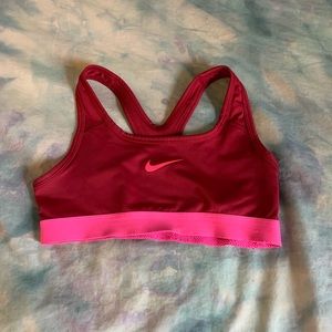 girls nike red and pink sports bra size M